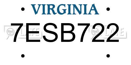 7ESB722 Virginia License Plate