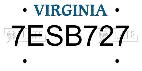 7ESB727 Virginia License Plate