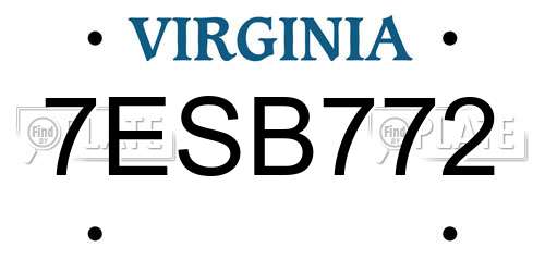 7ESB772 Virginia License Plate