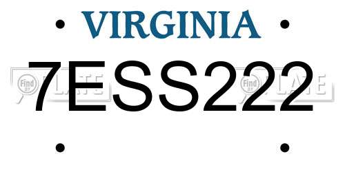 7ESS222 Virginia License Plate