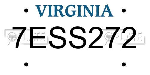 7ESS272 Virginia License Plate