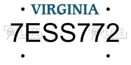 7ESS772 Virginia License Plate