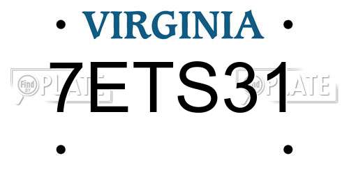 7ETS31 Virginia License Plate