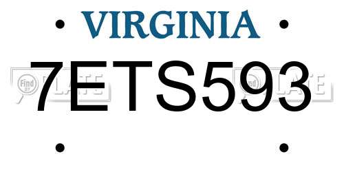 7ETS593 Virginia License Plate