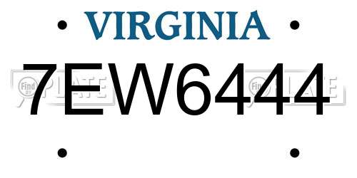 7EW6444 Virginia License Plate