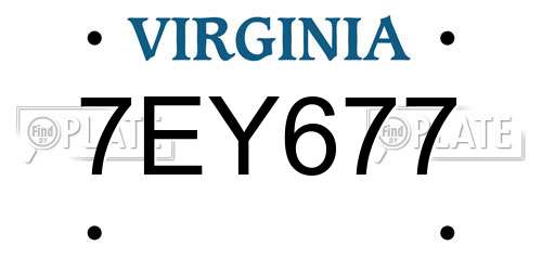 7EY677 Virginia License Plate