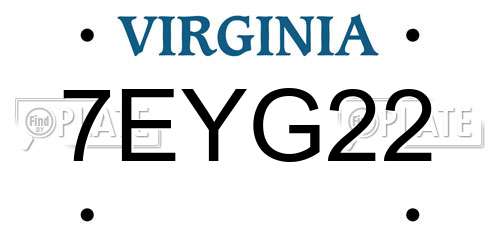 7EYG22 Virginia License Plate