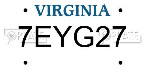 7EYG27 Virginia License Plate
