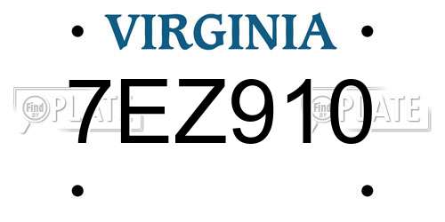 7EZ910 Virginia License Plate