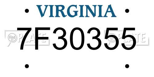 7F30355 Virginia License Plate