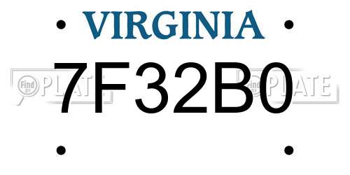 7F32B0 Virginia License Plate