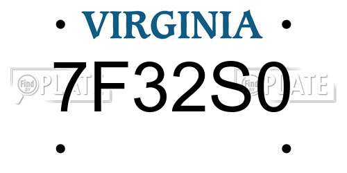 7F32S0 Virginia License Plate