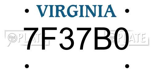 7F37B0 Virginia License Plate