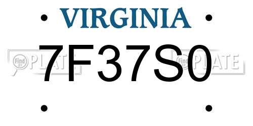 7F37S0 Virginia License Plate