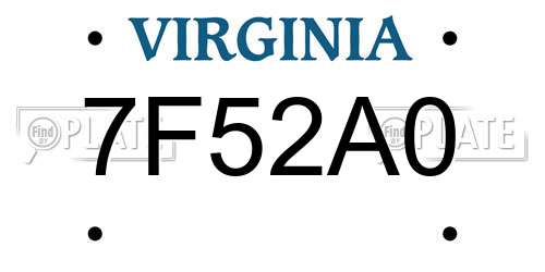 7F52A0 Virginia License Plate