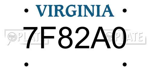 7F82A0 Virginia License Plate