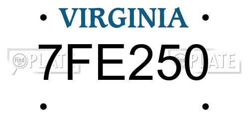 7FE250 Virginia License Plate