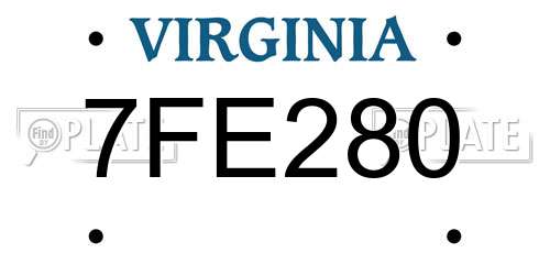 7FE280 Virginia License Plate