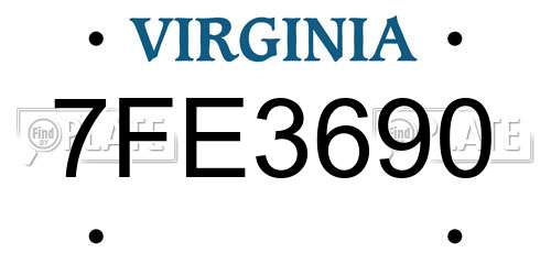 7FE3690 Virginia License Plate