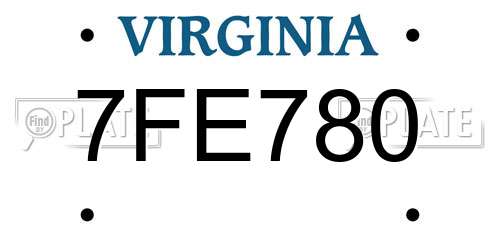 7FE780 Virginia License Plate