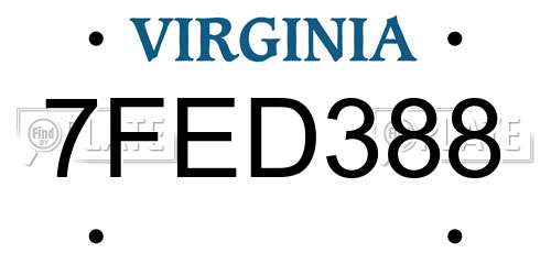 7FED388 Virginia License Plate