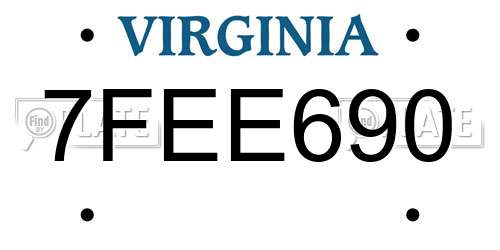 7FEE690 Virginia License Plate