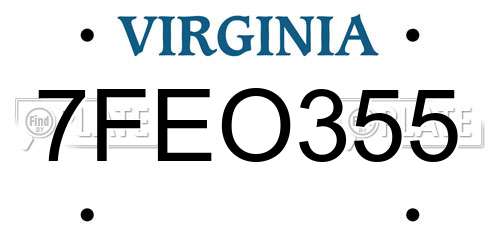 7FEO355 Virginia License Plate