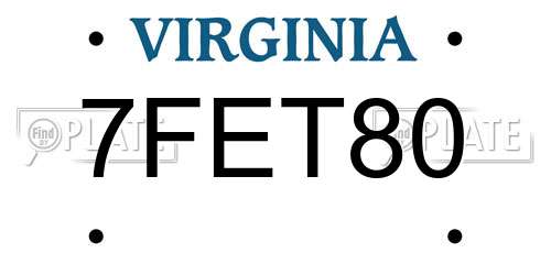 7FET80 Virginia License Plate