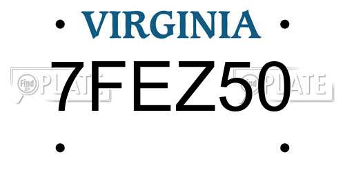 7FEZ50 Virginia License Plate