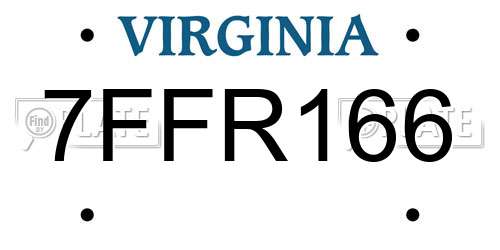 7FFR166 Virginia License Plate
