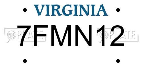 7FMN12 Virginia License Plate