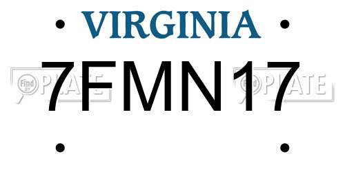 7FMN17 Virginia License Plate