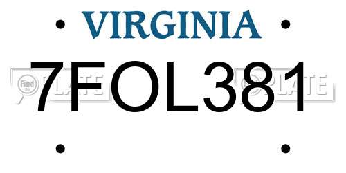 7FOL381 Virginia License Plate
