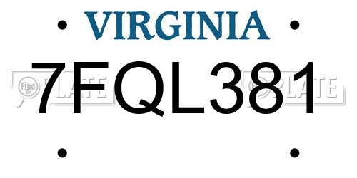 7FQL381 Virginia License Plate