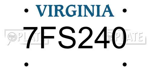 7FS240 Virginia License Plate