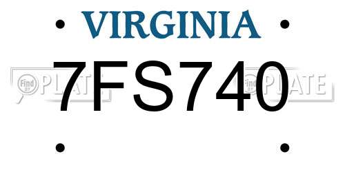 7FS740 Virginia License Plate