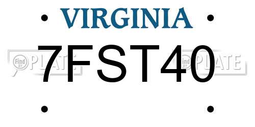 7FST40 Virginia License Plate