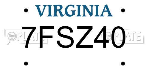 7FSZ40 Virginia License Plate