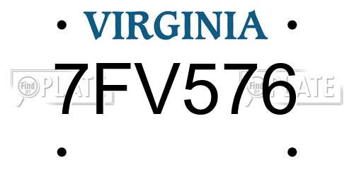7FV576 Virginia License Plate