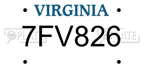 7FV826 Virginia License Plate