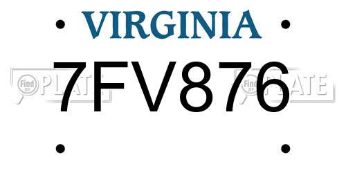 7FV876 Virginia License Plate