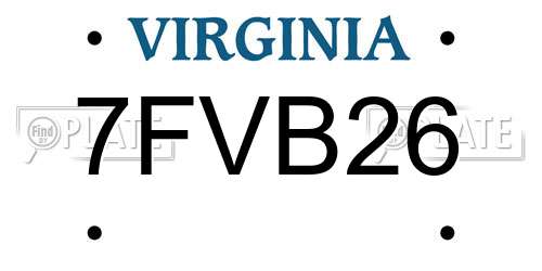7FVB26 Virginia License Plate