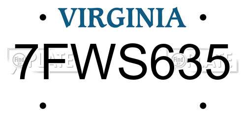 7FWS635 Virginia License Plate