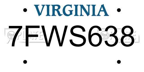 7FWS638 Virginia License Plate