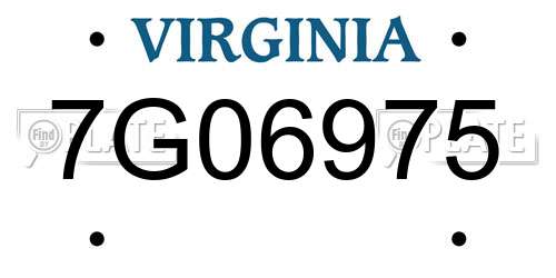 7G06975 Virginia License Plate