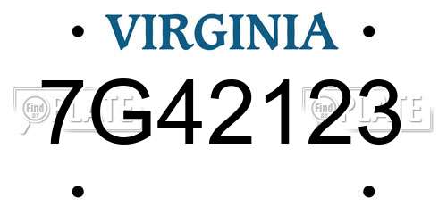 7G42123 Virginia License Plate