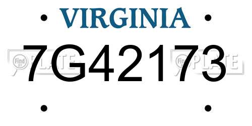 7G42173 Virginia License Plate