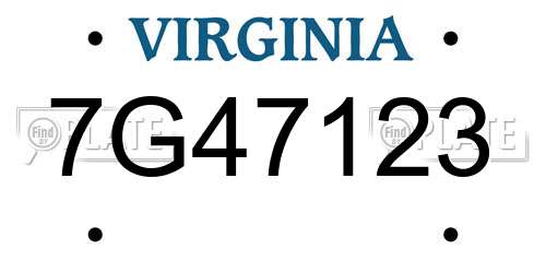 7G47123 Virginia License Plate