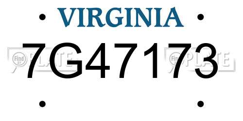 7G47173 Virginia License Plate