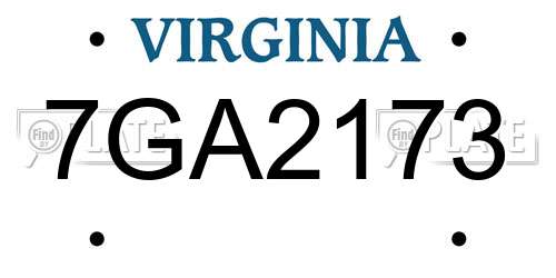7GA2173 Virginia License Plate